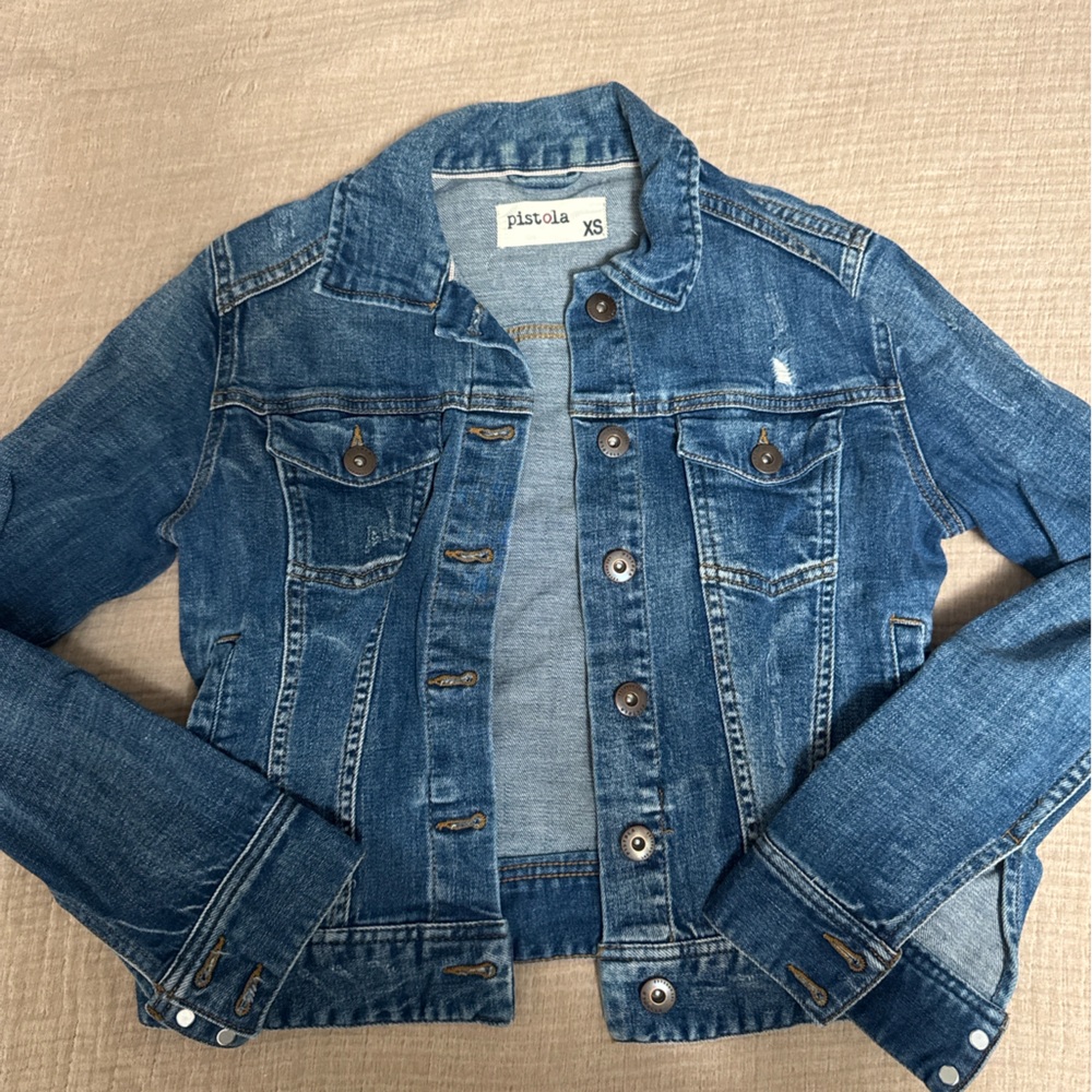 Pistola XS Classic Medium Wash Stretch Denim Jacket Button Front